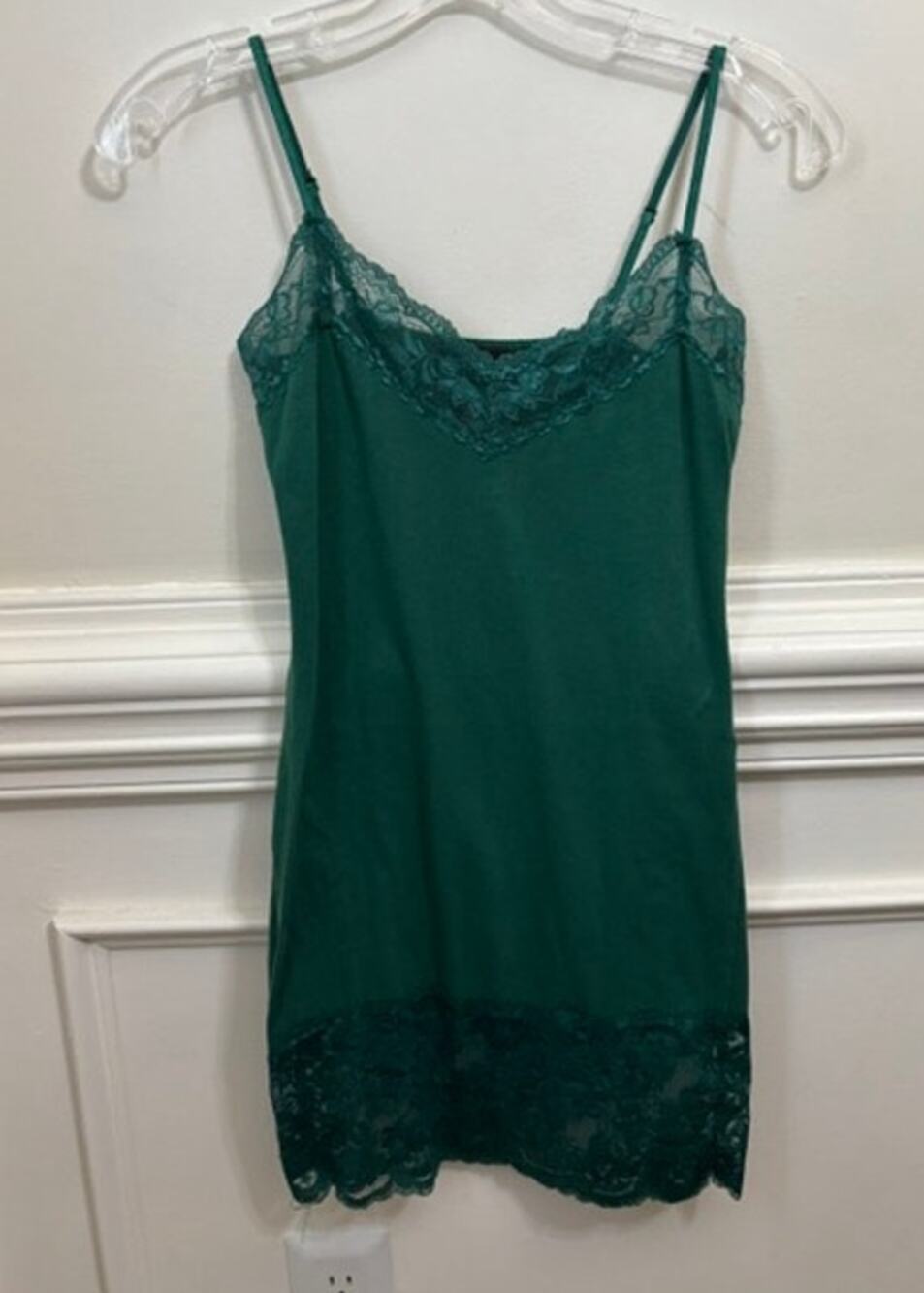 Y2K Lace Cami Long Green Small Cotton Wet Seal 90s Tank Top